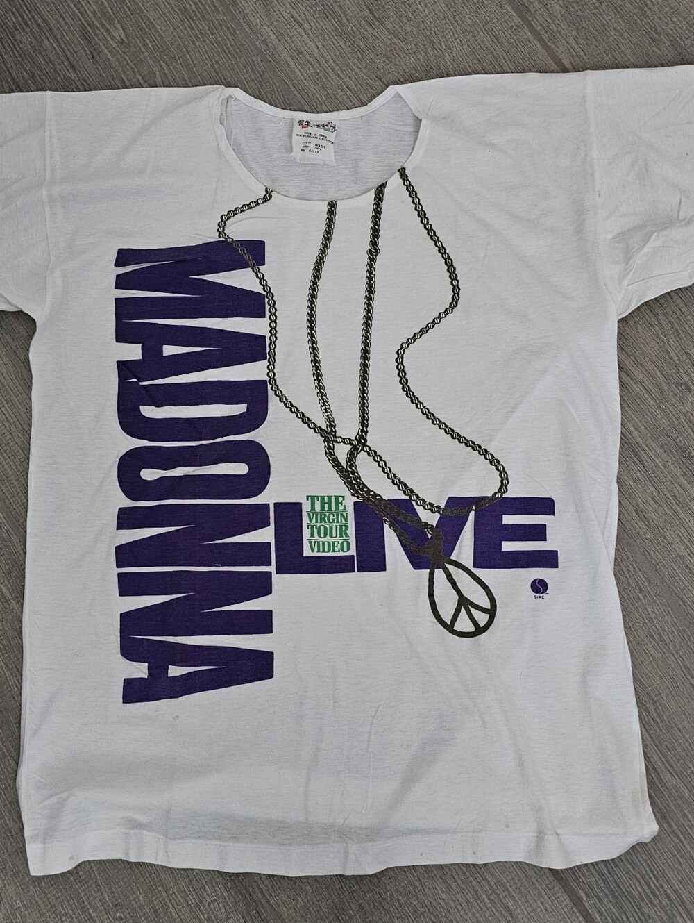 Vintage 1984 Madonna Live Promo Graphic Tee - White & Purple